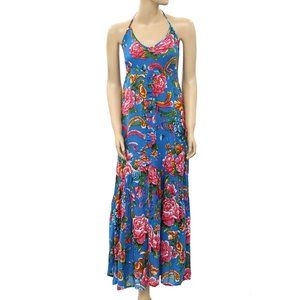 Urban Outfitters Floral Printed Halter Long Maxi Dress Resort Beach S